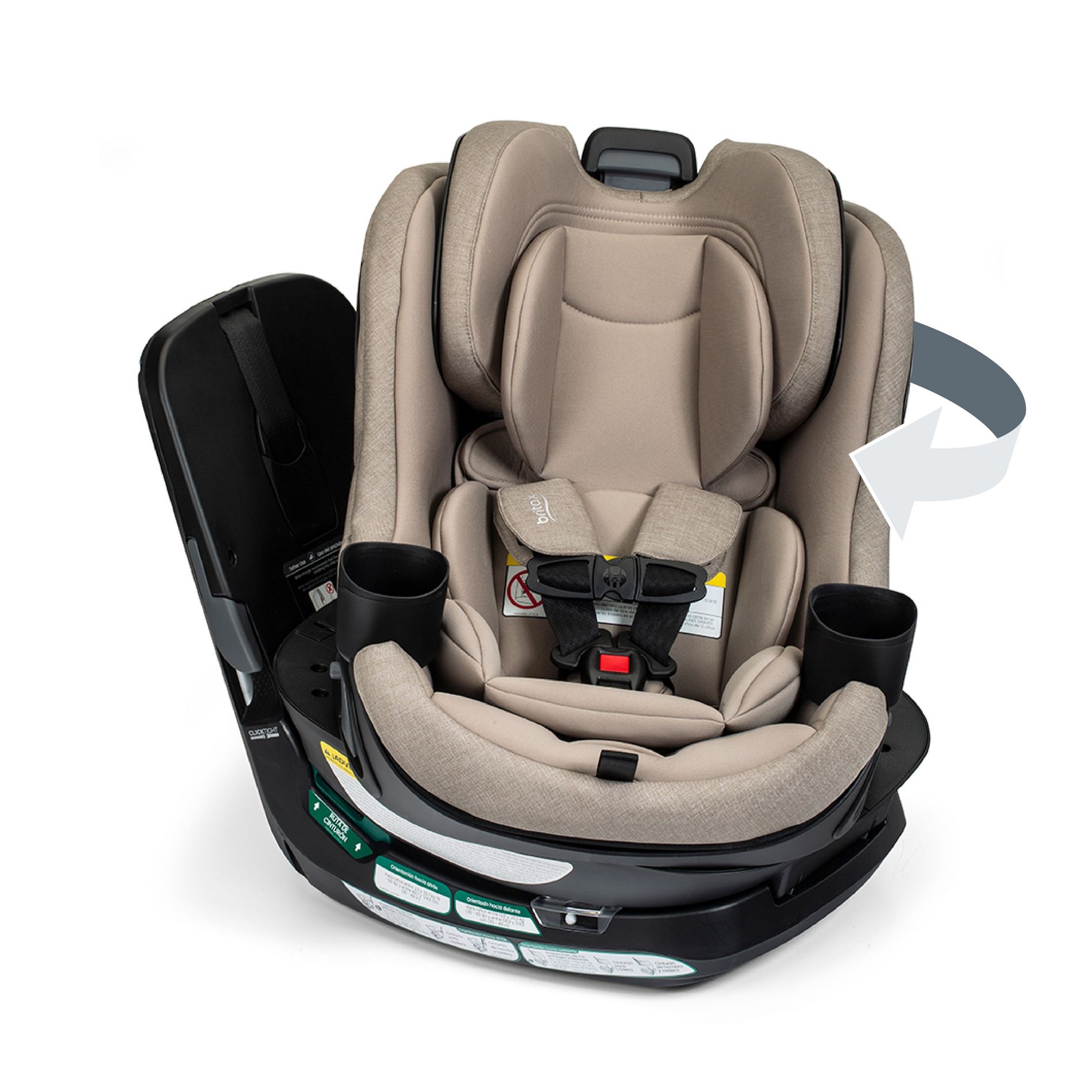 Britax Galaxy 360 Slim Rotating Convertible Car Seat with Swivel Smooth Steel Ring - Teak: Anti-Rebound Bar, Fits 3 Across, LATCH Compatible