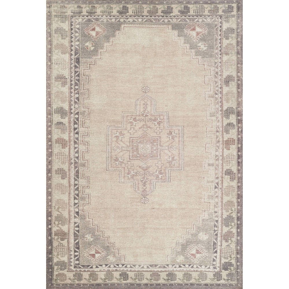 Photos - Area Rug Momeni 9'x12' Luna Ariana Medallion Handtufted  Sand: Classic Rectangle, Low Pile, Indoor, Cotton & Latex Backing 