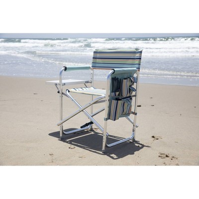 Extra-Wide Portable Sports Chair with Padded Armrests and Side Table