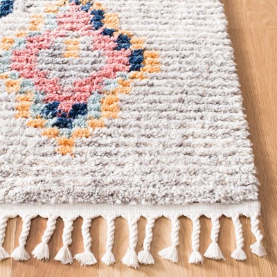 Ivory and Multicolor Synthetic Bohemian Diamond Area Rug, 3' x 5'