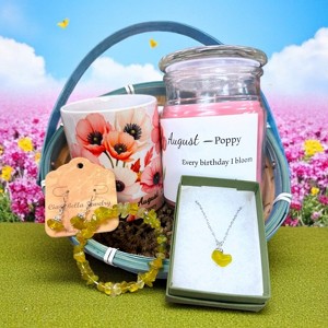 August Birthday Gift Box, Candle, Peridot Jewelry, Cosmos Mug, Women's Gift - 1 of 1
