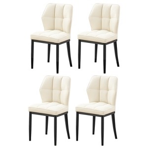Bekrvio Mid Century Modern Dining Chairs, Upholstered Leather Armless Chairs with Checkered Pattern Back, for Kitchen & Dining Room - 1 of 4