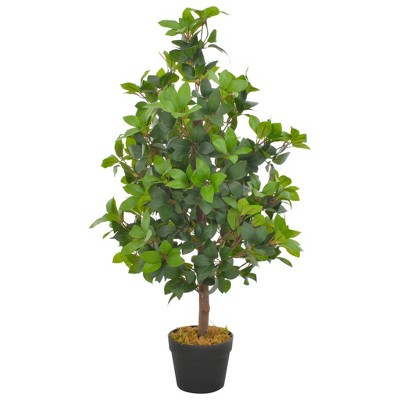 vidaXL Artificial Plant Green and Brown Polyester and Wood 35.4 in