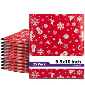Fosmon 6.5 x 10 - 25 Pack #0 Christmas Holiday Poly Bubble Mailer Gift Wrap, Lightweight Water/Dust/Shock/Tear Resistant Padded Shipping Envelopes - 1 of 4
