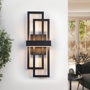 LamQee Black LED Wall Sconce Outdoor Large Modern Exterior Light Fixture Outside Lighting Sleek Dual Rectangle Indoor Light - 1 of 4