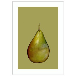 29" x 41" Pear on Green by Sarah Thompsonengels Wood Framed Wall Art Print - Amanti Art: Modern Lithograph, Vertical Display - 1 of 4