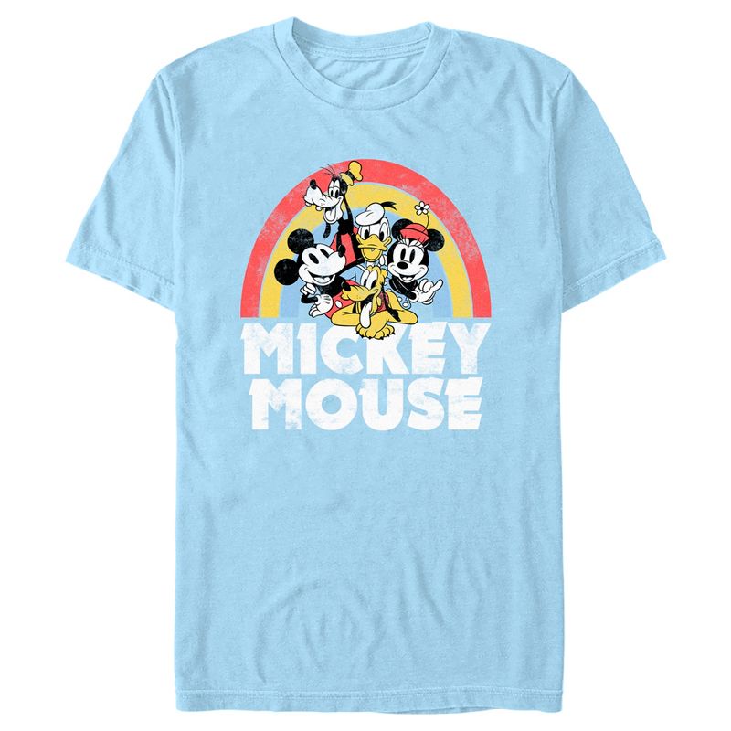Men's Mickey & Friends Distressed Rainbow Friends T-Shirt, 1 of 5