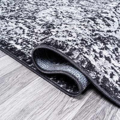 Modern Boho Persian Trellis Rug in Black and Ivory - Easy Clean