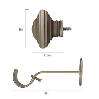 Florence Adjustable Silver Curtain Rod with Stacked Square Finials