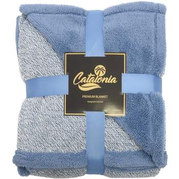 Catalonia Throws Blanket, Reversible Super Soft Plush Fuzzy Blanket With Fleece Lining for Bed Couch Sofa 60x50 Inches