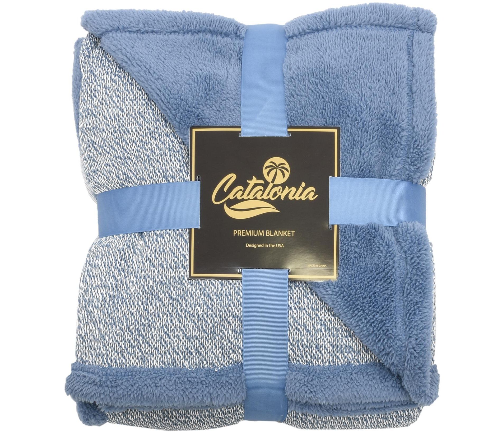Catalonia Knit Fleece Throw Blanket, Reversible Super Soft Plush Fuzzy Blanket With Fleece Lining for Bed Couch Sofa, 50x60 Inches