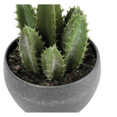 Set of 3 Green Faux Succulent Plants in Gray Pots