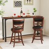 Tangkula 24 Inch Bar Stools Set of 4 w/ Rubber Wood Frame Faux Leather Upholstered Seat - 4 of 4