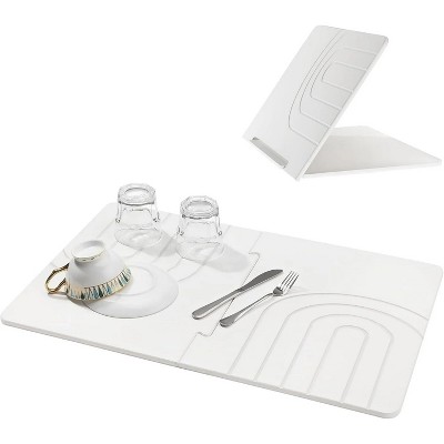 LunaLulinlk Drying Mat Large Fast-Absorbing Dish Drying Mat, Non-Slip Drying Pad Waterproof Counter Protector White
