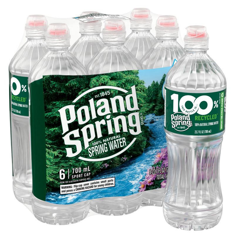 Poland Spring Brand 100% Natural Spring Water - 6pk/23.7 fl oz Sport Cap Bottles, 1 of 12