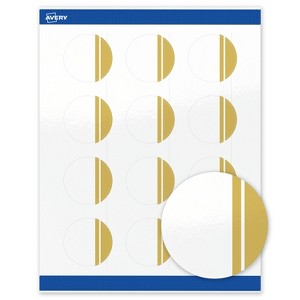 Avery Labels, 2" Diameter, Glossy White, Double-Dipped Gold Edge, 120ct - 1 of 4