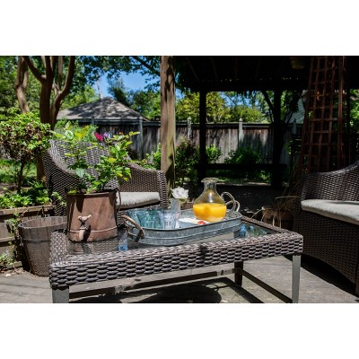 Oval Galvanized Iron Serving Tray with Handles