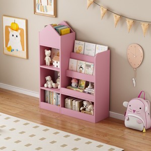 Kids Wooden Toy Storage Organizer,Toddlers Bookshelf with Storage Cubbies and 2 Baskets Bins,Children Multi Shelf Cubby-Baofuwish - 1 of 4