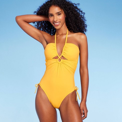 Women's Functional Cinch Side One Piece Swimsuit - Shade & Shore™ Light  Gold XS