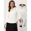 INSPIRE CHIC Women's Button Decor Contrast Trim Peter Pan Collar Office Work Top - 2 of 4