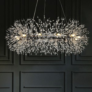 ALOADECOR Crystal Firework Chandelier Round Pendant Ceiling Lighting For Dining Room - 1 of 4