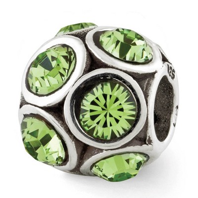 Black Bow Jewelry Sterling Silver with Green/Yellow Crystals August Bubble Bead Charm