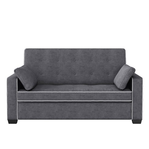 Serta luxury gray queen size pull out sleeper futon sofa bed lounger convertible couch sale