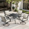 POCASSY Patio Swivel Chairs Dining Chairs Set, Heavy Duty Swivel Dining Chairs with Beige Tied Cushion, High Back Metal Dining Chairs - 3 of 4