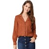 INSPIRE CHIC Women's Vintage Notched Lapel Long Sleeve Printed Button Down Tops - 2 of 4