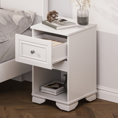 KTMBDW Nightstand, End Table with Drawer and Opening Shelf, Bedside Table, Small Night Stand for Bedroom, Simple Style
