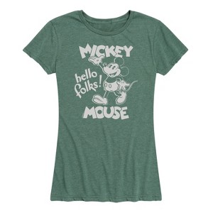 Women's - Disney - Mickey Mouse Hello Folks Short Sleeve Graphic T-Shirt - 1 of 4