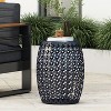 XINGHANZHENXUAN Black Modern Metal End Table, Barrel Accent Side Table with Geometric Iron Cut Design, Powder-Coated Finish, No Assembly Required - 3 of 4