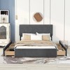 Upholstered Queen Size Platform Bed Frame With 4 Drawers On Two Sides Mattress Foundation Easy Assembly For Bedroom - 2 of 4