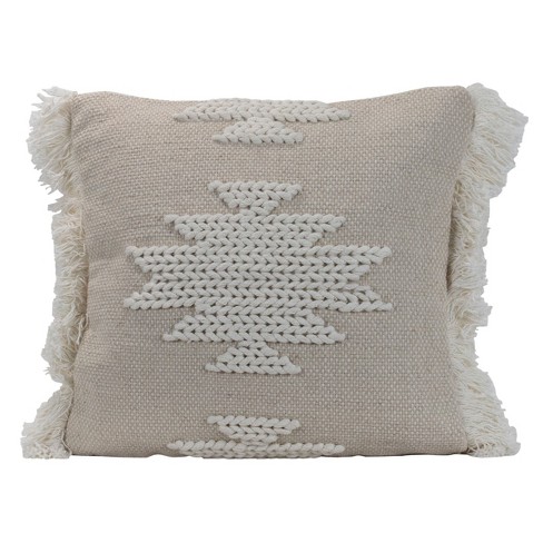 Fringed Cotton Throw Pillow