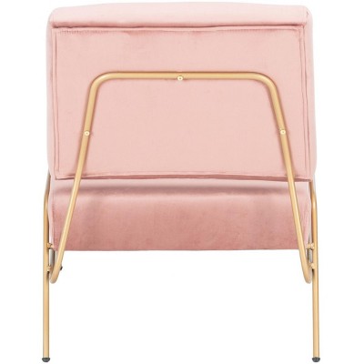 Dusty Rose Velvet and Gold Modern Accent Chair