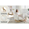 Airsurfer Teddy Velvet Accent Rocking Chair with Pillow, Cream White, Spacious & Comfortable Seating for Living Room or Bedroom - 2 of 4