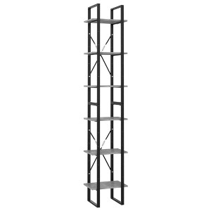 vidaXL 6-Tier Book Cabinet - Industrial Look, Concrete Gray, Sturdy & Durable, Engineered Wood and Metal, Easy to Clean, Ample Storage Space - 1 of 4