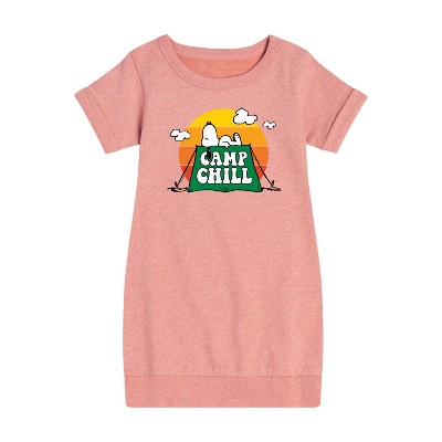 Girls' - Peanuts - Camp Chill Graphic Short Sleeve Fleece Dress