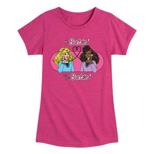 Girls' - Barbie - Phone Call Fitted Short Sleeve Graphic T-Shirt - 1 of 4