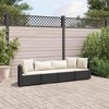 vidaXL Patio Sofa Set with Cushions Lounge Setting Outdoor Furniture Poly Rattan - Black and cream 4 Piece - 2 of 4