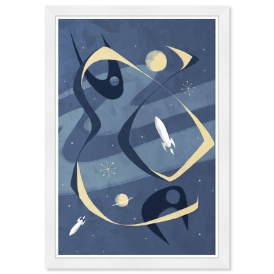 Wynwood Studio 15" x 21" Space Travel Astronomy and Space Framed Art Print : Modern Decor, Fantasy Sci-Fi Design, White Frame
