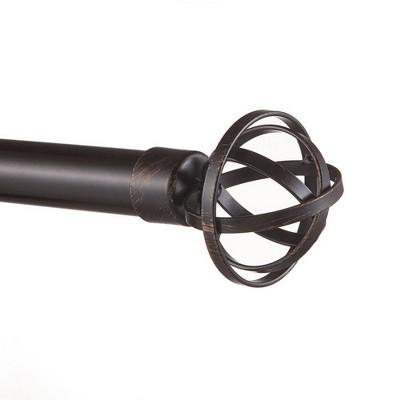 Jetson Matte Bronze Adjustable Iron Curtain Rod with Cage Finial