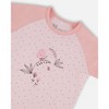 Deux par Deux Girl Organic Cotton Two-Piece Short Pajama Set Small Pink Flowers on Pale Pink Background - 2 of 3