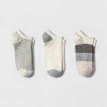 Women's Striped 3pk Low Cut Socks - A New Day™ Ivory 4-10