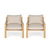 Christopher Knight Home Ihab Patio Rope Weave Acacia Wood Club Chair with Water-Resistant Cushion, Brown/Beige - 2 of 4