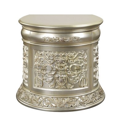 Sorina Antique Gold Oval 3-Drawer Nightstand