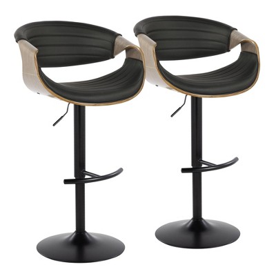 Symphony Mid-Century Modern Adjustable Swivel Barstool with Tufted Upholstery and Footrest by LumiSource - Set of 2
