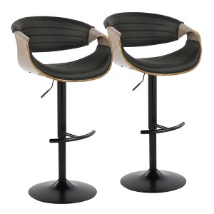 Symphony Mid-Century Modern Adjustable Swivel Barstool with Tufted Upholstery and Footrest by LumiSource - Set of 2 - 1 of 4