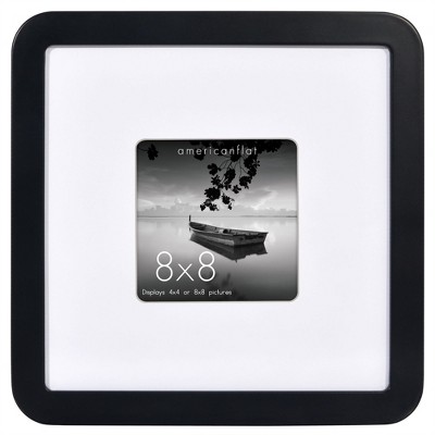 Americanflat Curved Corner Photo Frame With Mat & Shatter-Resistant Glass - Black