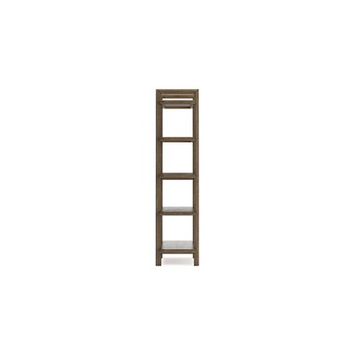 Brown Solid Wood 71" Contemporary 5-Shelf Bookcase